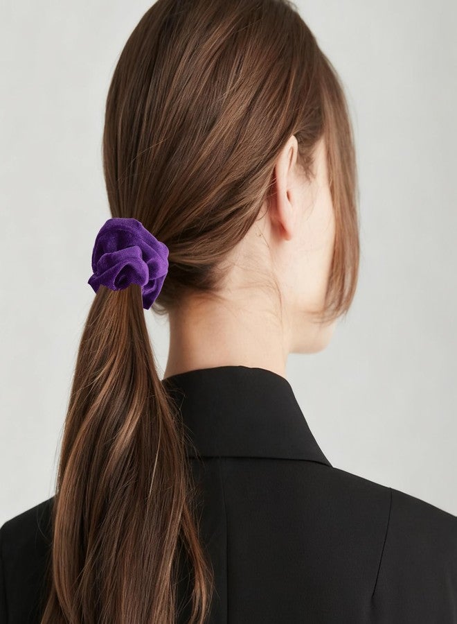 Semato 2 Pcs Velvet Dark Purple Scrunchies Hair Ties Scrunchies for Women Girls Hair Accessories Elastic Hair Ponytail Holder - Image 5